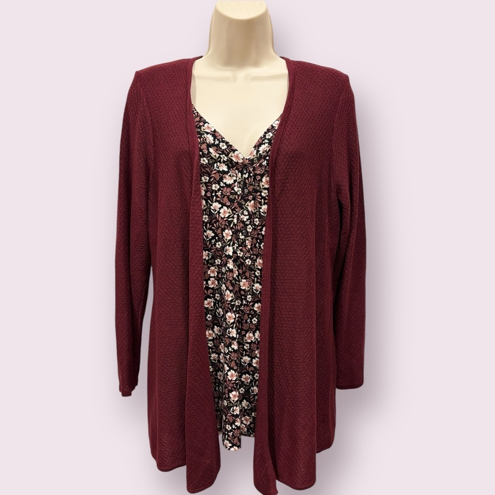 Torrid Burgandy Open Front Cardigan Sweater